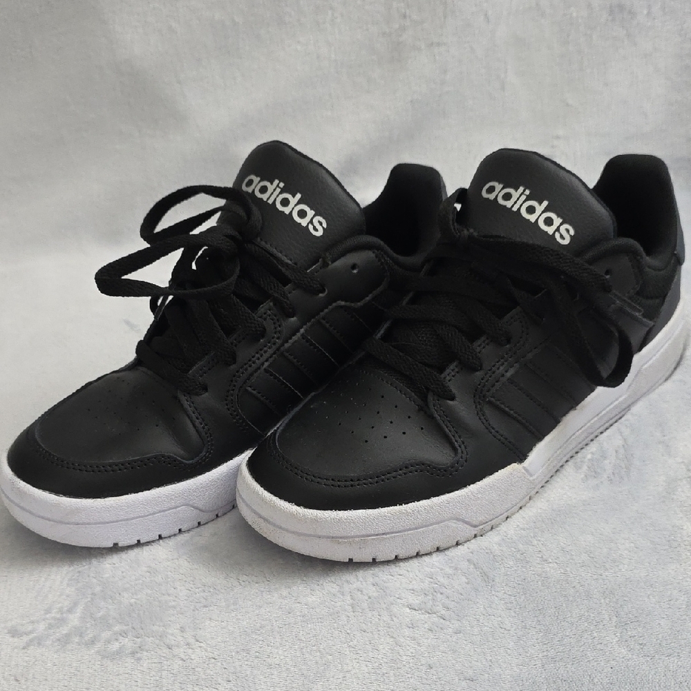 Adidas Black White Sneakers Womens Size 9.5 Athletic Casual Lace Up Shoes - Picture 2 of 7